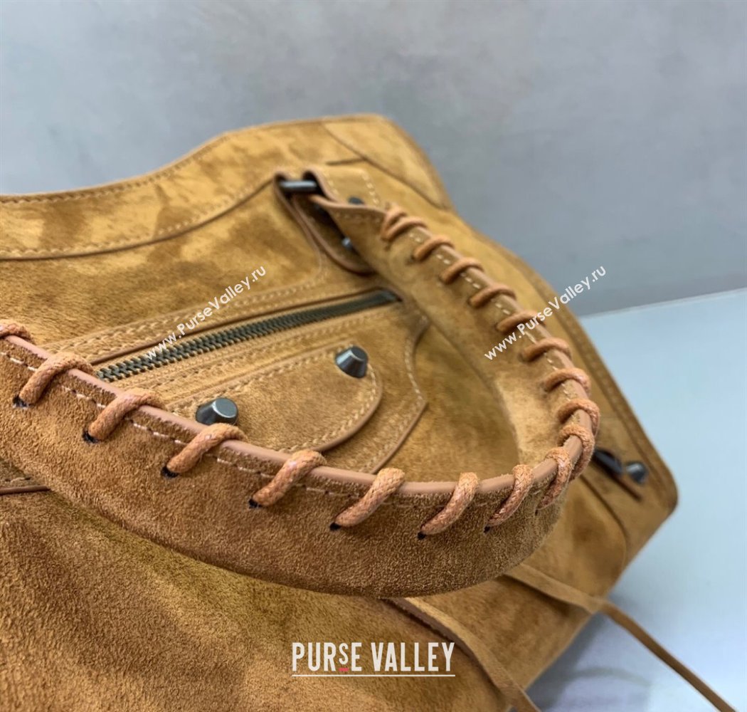 Balenciaga Le City Medium Bag in Camel Brown Suede 2025 0926 (JM-250926112)