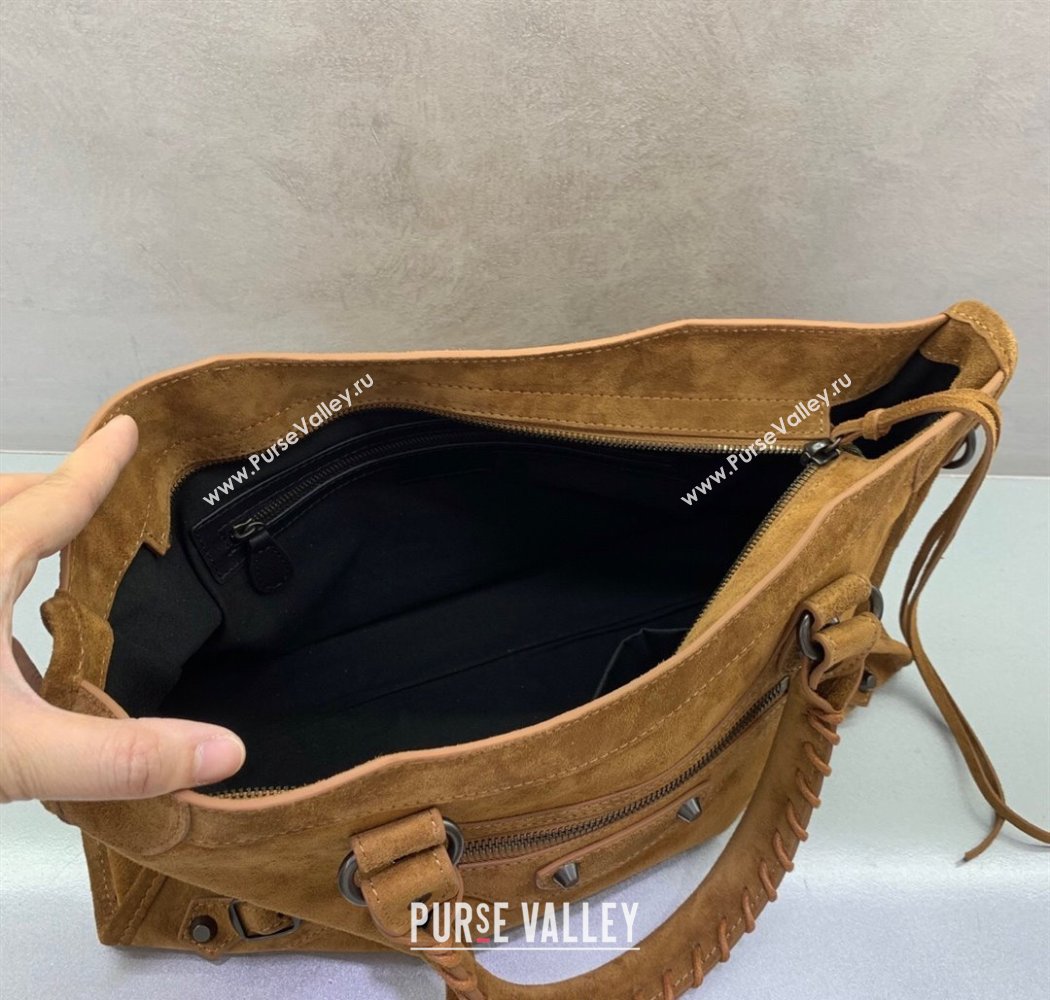 Balenciaga Le City Medium Bag in Camel Brown Suede 2025 0926 (JM-250926112)