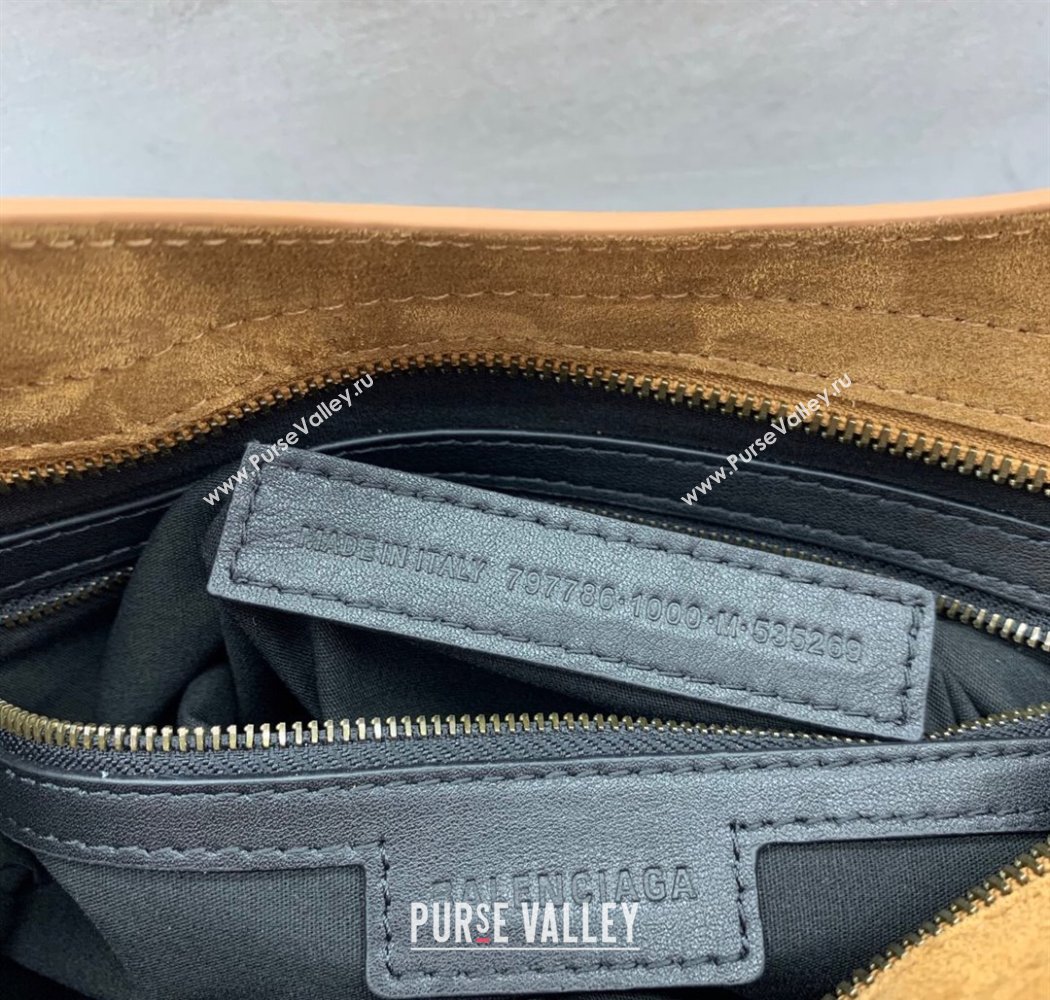Balenciaga Le City Medium Bag in Camel Brown Suede 2025 0926 (JM-250926112)
