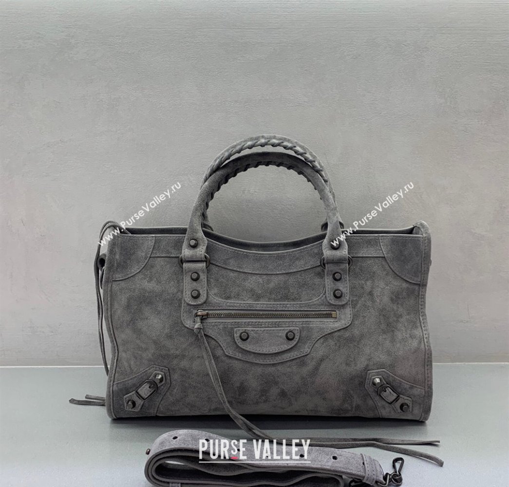 Balenciaga Le City Medium Bag in Dark Grey Suede 2025 0925 (JM-250926123)