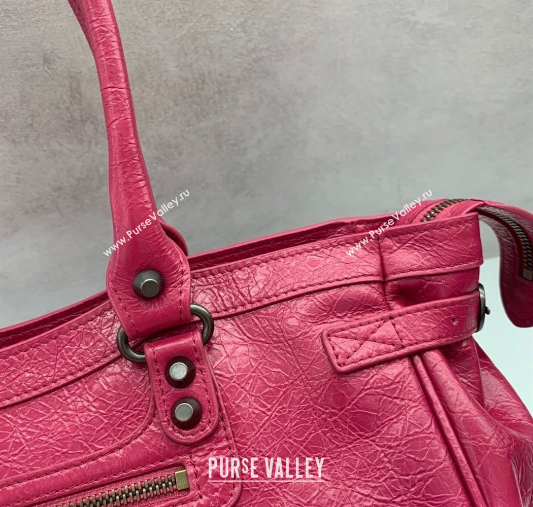 Balenciaga Le City Bag East West in Lambskin Leather Framboise Red 2025 0926 (JM-250926064)
