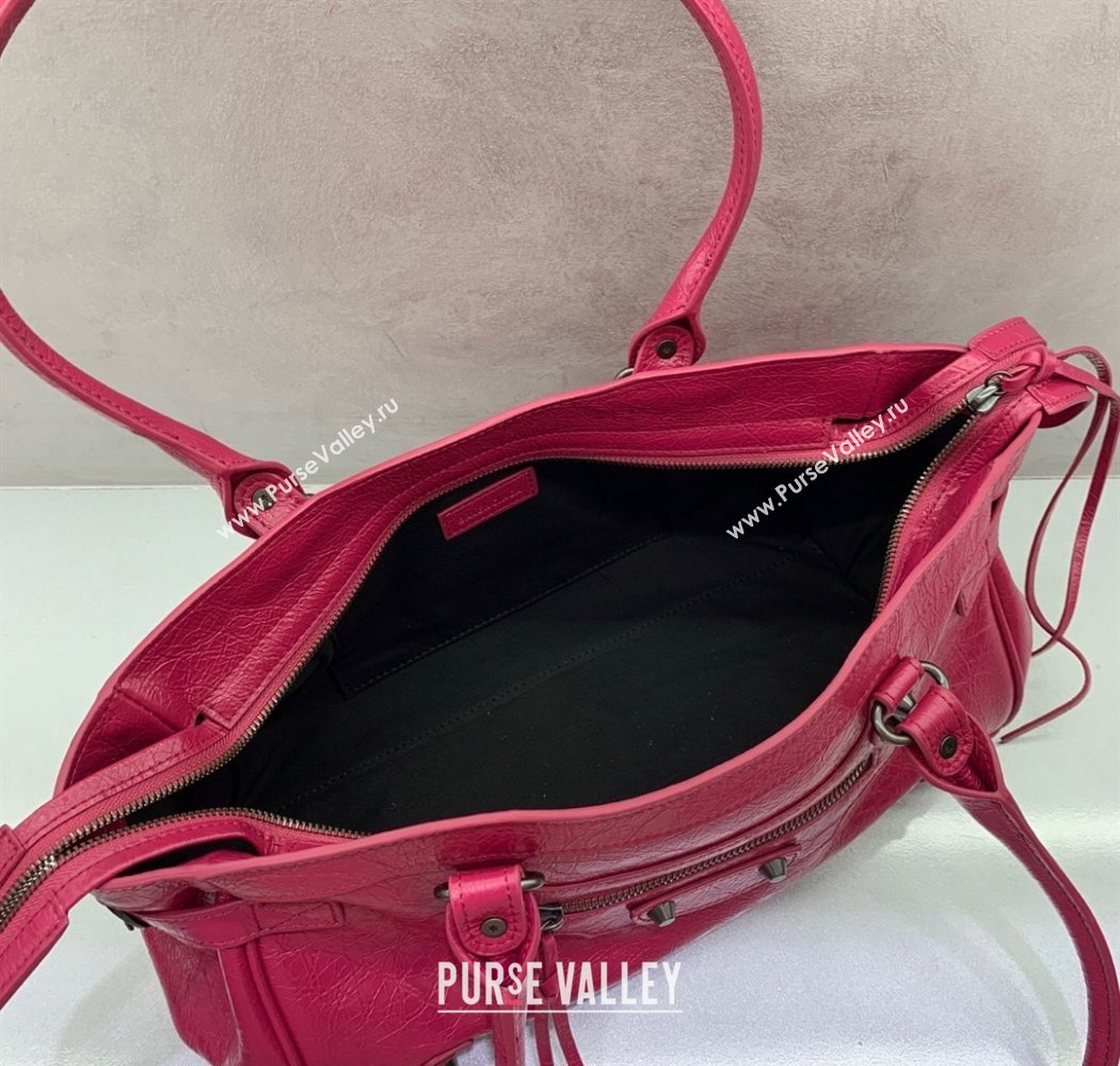 Balenciaga Le City Bag East West in Lambskin Leather Framboise Red 2025 0926 (JM-250926064)