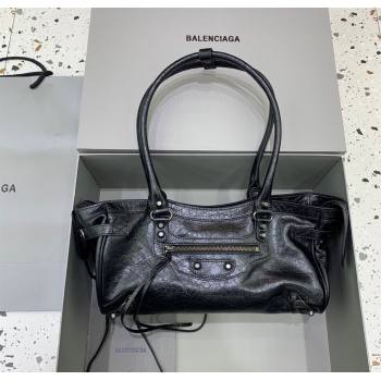 Balenciaga Le City Bag East West in Lambskin Leather Black 2025 0926 (JM-250926065)