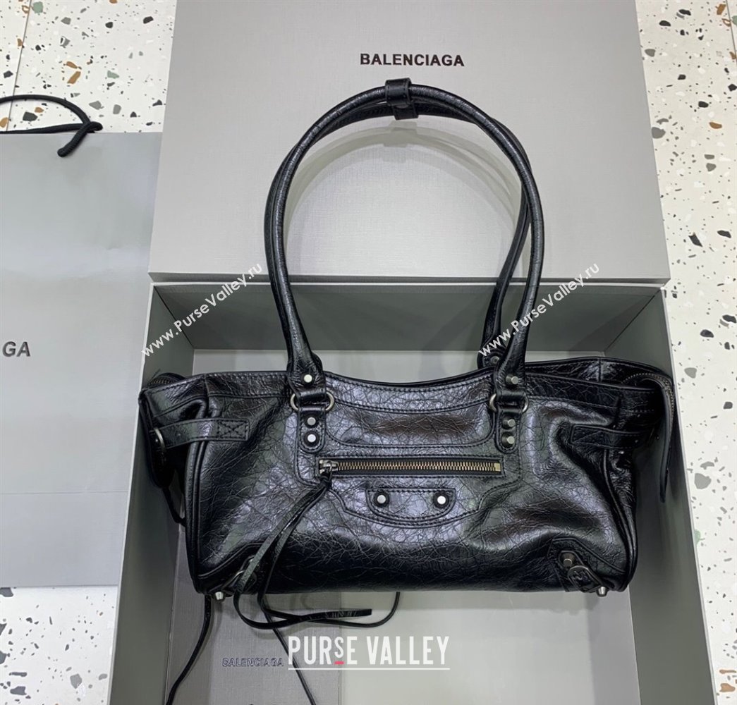 Balenciaga Le City Bag East West in Lambskin Leather Black 2025 0926 (JM-250926065)