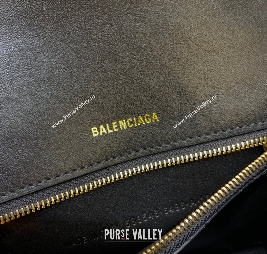 Balenciaga Hourglass Small Top Handle Bag in Crocodile Embossed Calfskin Black/Gold 2025 (JM-250926073)