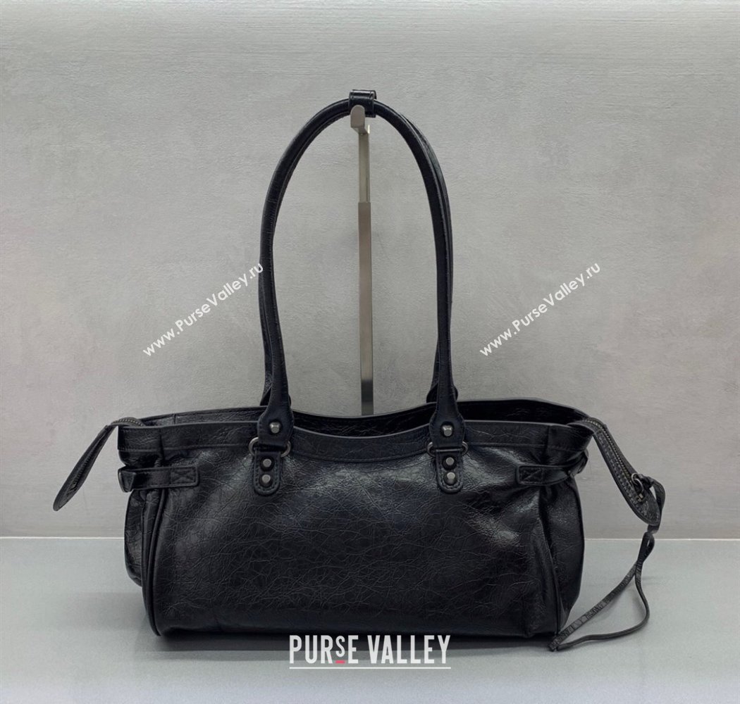 Balenciaga Le City Bag East West in Lambskin Leather Black 2025 0926 (JM-250926065)