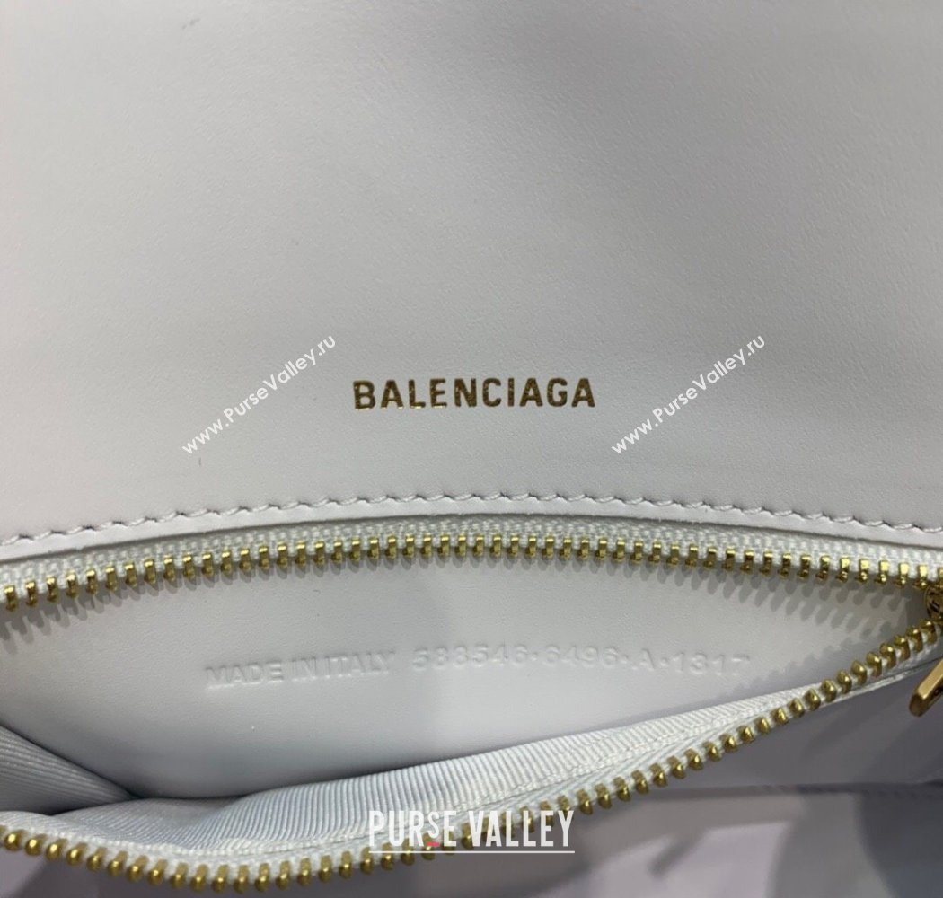 Balenciaga Hourglass Small Top Handle Bag in Crocodile Embossed Calfskin White/Gold 2025 (JM-250926075)