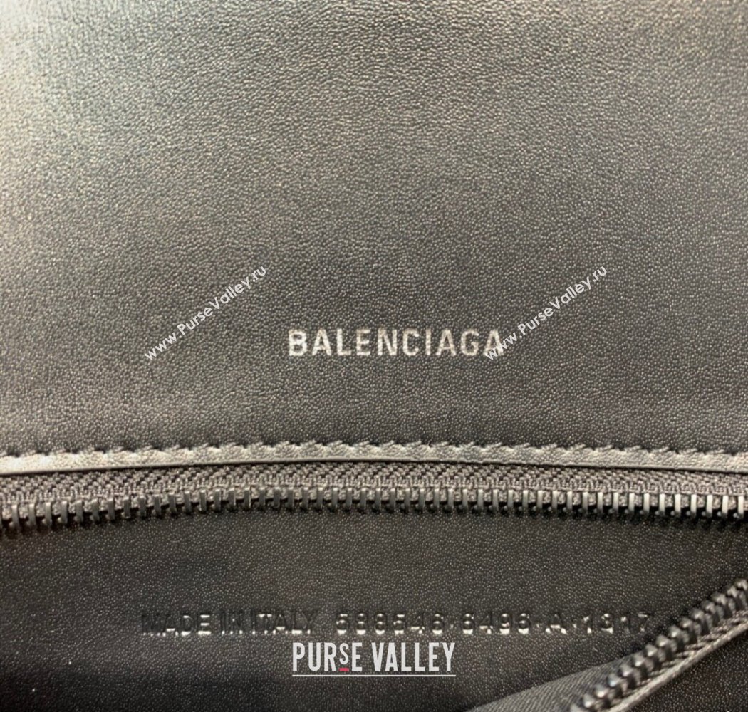 Balenciaga Hourglass Small Top Handle Bag in Crocodile Embossed Calfskin All Black 2025 (JM-250926077)