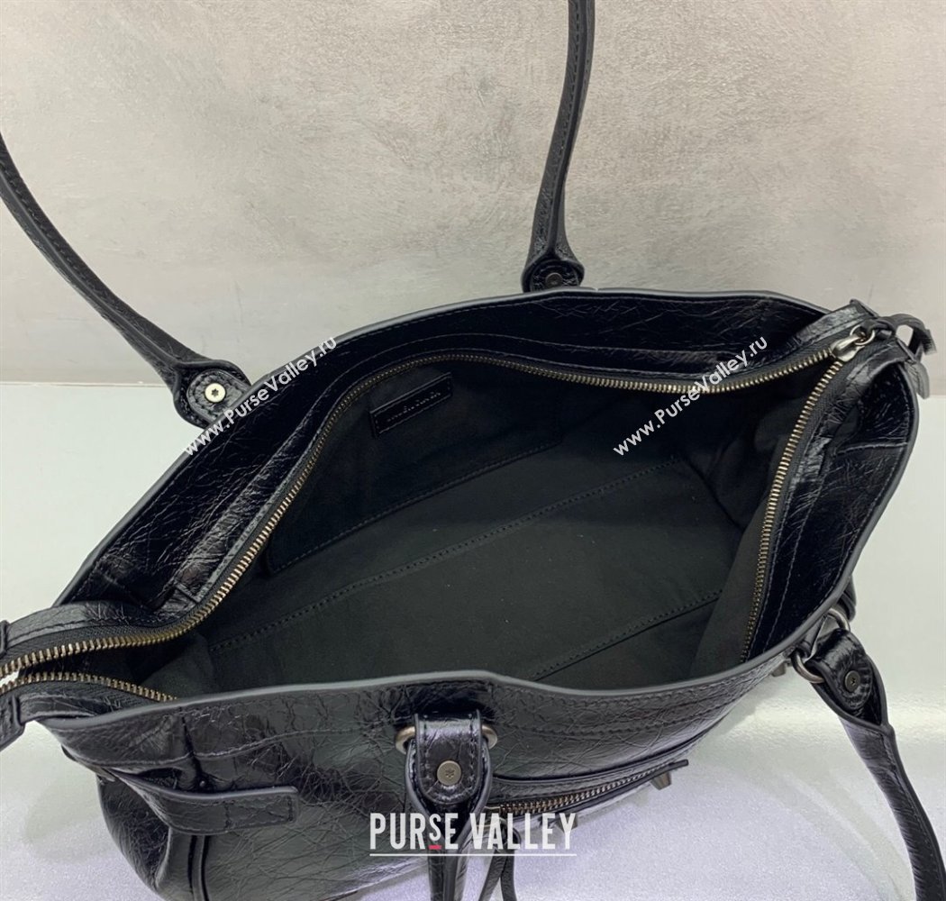 Balenciaga Le City Bag East West in Lambskin Leather Black 2025 0926 (JM-250926065)
