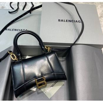 Balenciaga Hourglass Mini Top Handle Bag in Smooth Calfskin Black/Gold 2025 (JM-250926080)