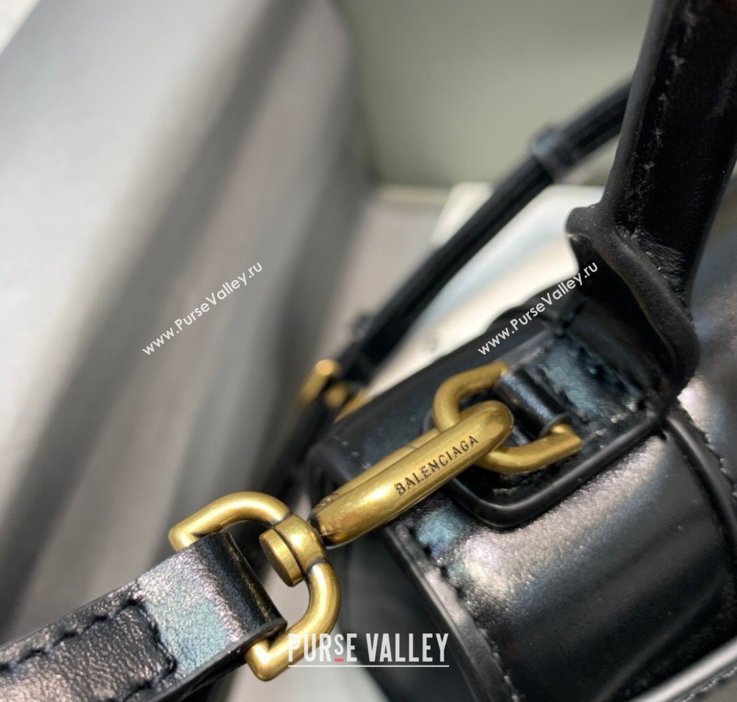 Balenciaga Hourglass Mini Top Handle Bag in Smooth Calfskin Black/Gold 2025 (JM-250926080)