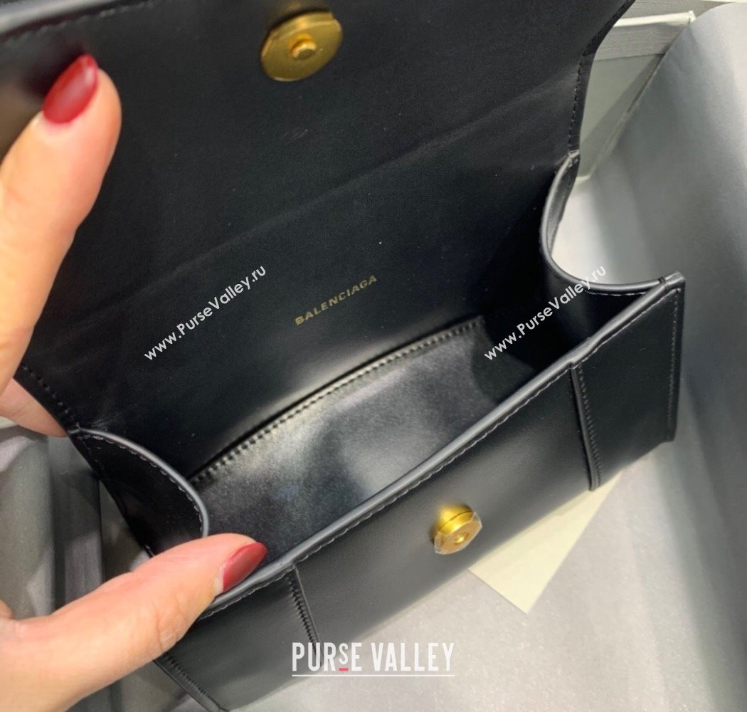 Balenciaga Hourglass Mini Top Handle Bag in Smooth Calfskin Black/Gold 2025 (JM-250926080)