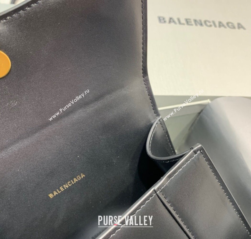 Balenciaga Hourglass Mini Top Handle Bag in Smooth Calfskin Black/Gold 2025 (JM-250926080)