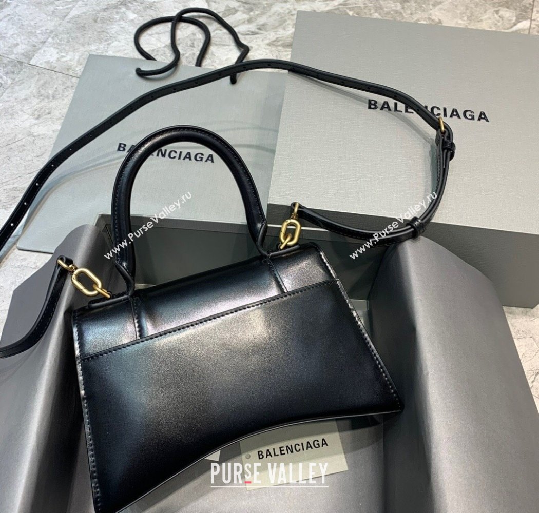 Balenciaga Hourglass Small Top Handle Bag in Smooth Calfskin Black/Gold 2025 (JM-250926081)