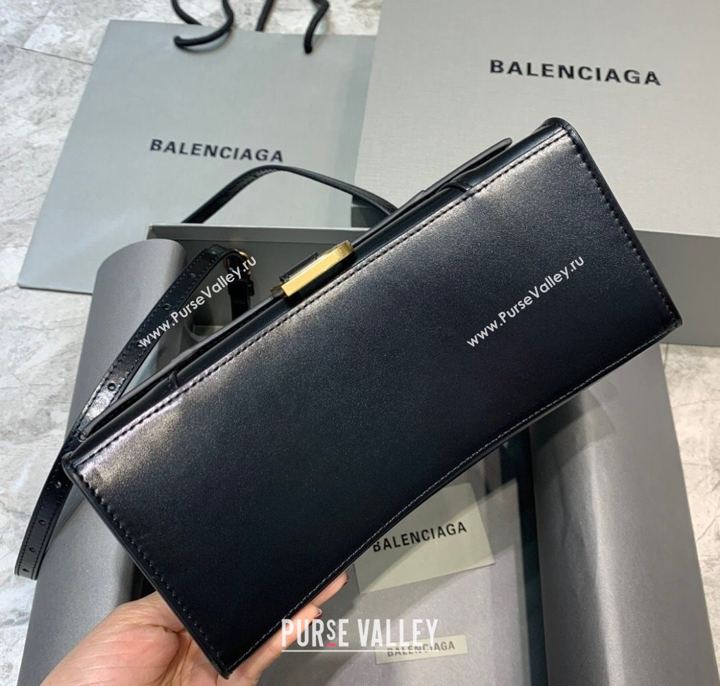 Balenciaga Hourglass Small Top Handle Bag in Smooth Calfskin Black/Gold 2025 (JM-250926081)