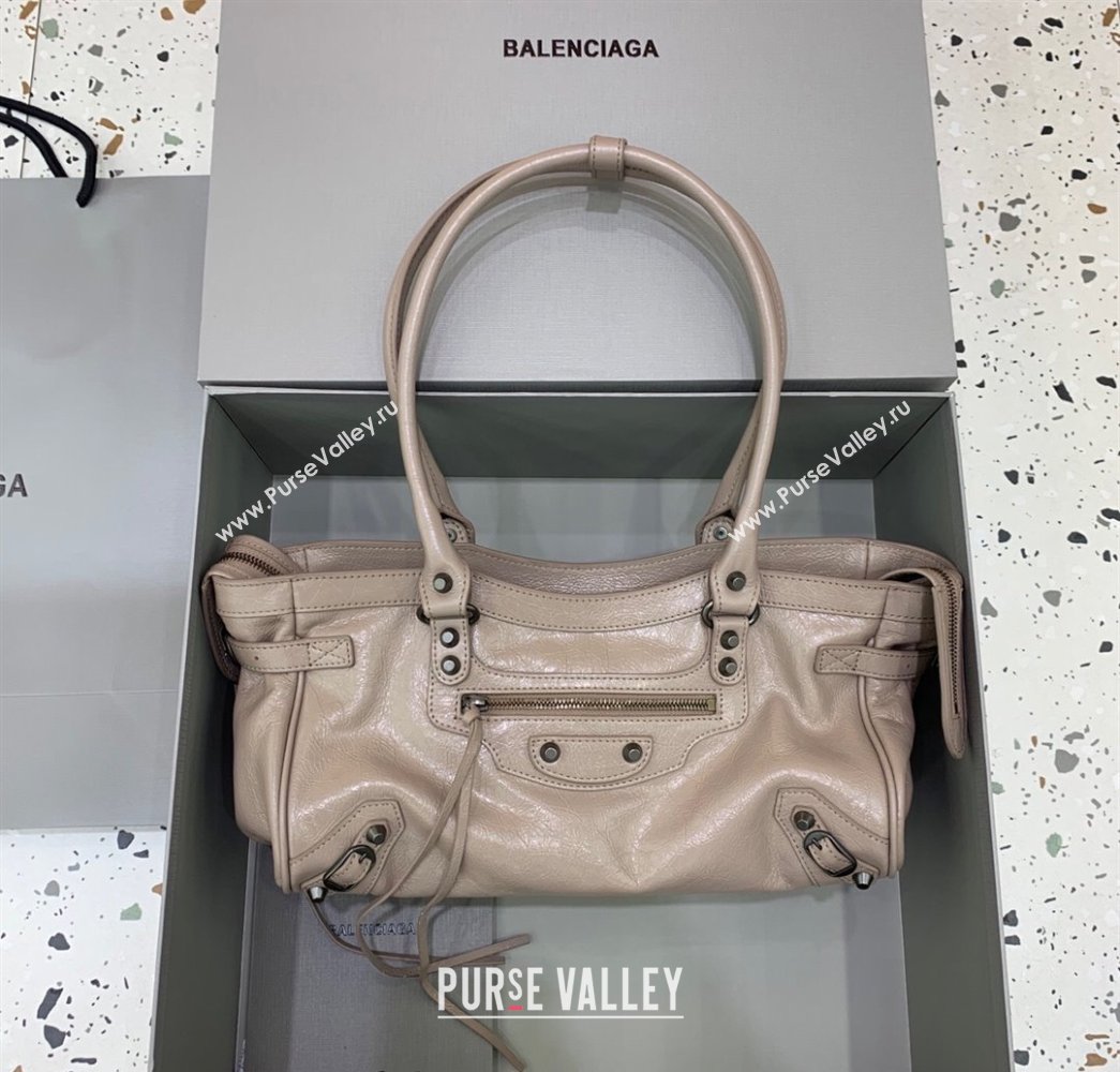 Balenciaga Le City Bag East West in Lambskin Leather Sesame Beige 2025 0926 (JM-250926062)