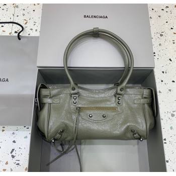 Balenciaga Le City Bag East West in Lambskin Leather Army Green 2025 0926 (JM-250926063)