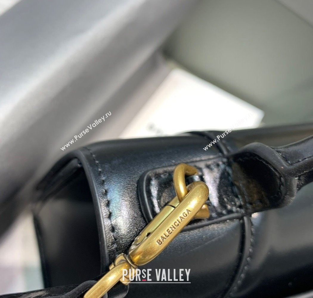 Balenciaga Hourglass Small Top Handle Bag in Smooth Calfskin Black/Gold 2025 (JM-250926081)