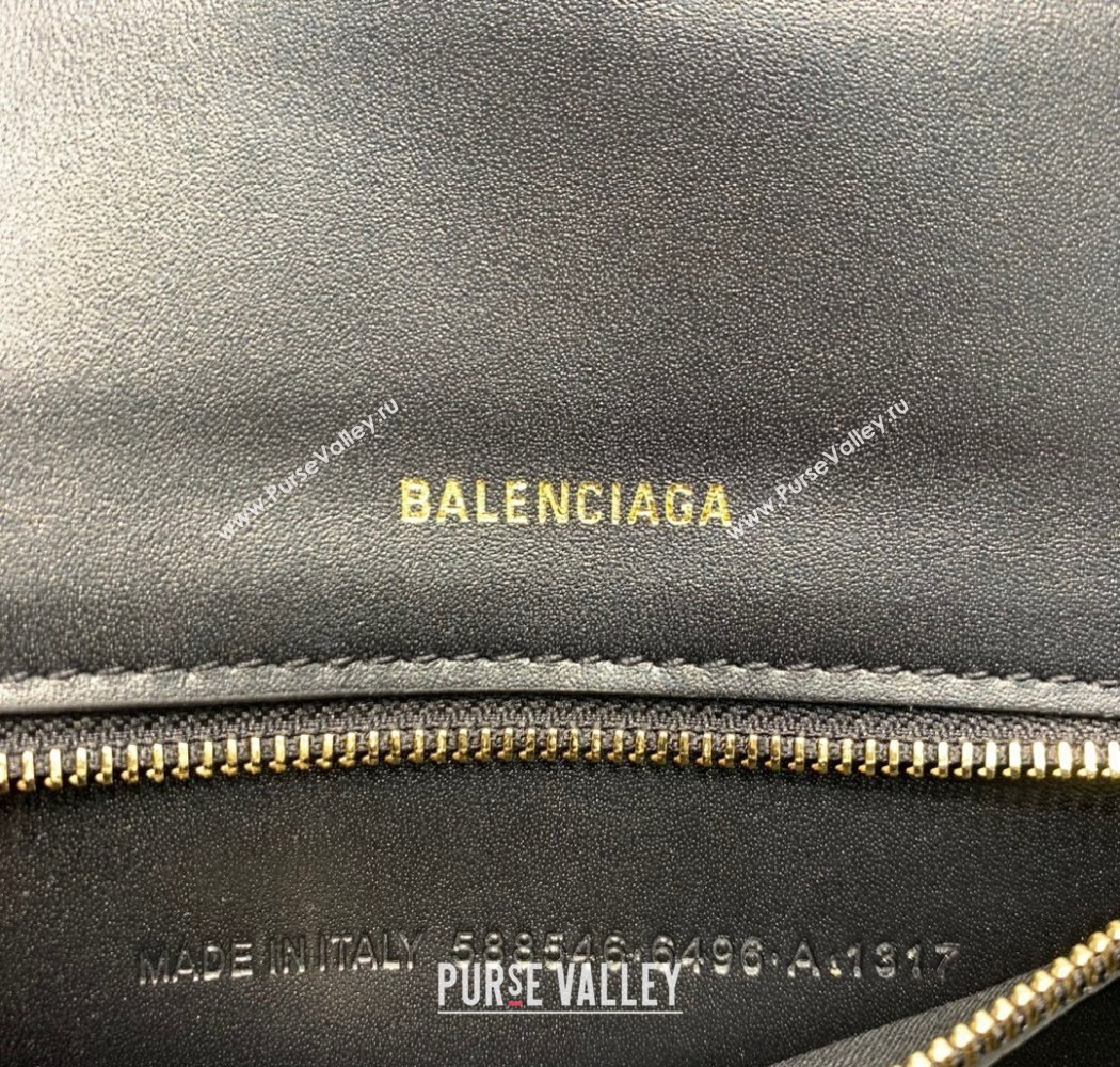 Balenciaga Hourglass Small Top Handle Bag in Smooth Calfskin Black/Gold 2025 (JM-250926081)