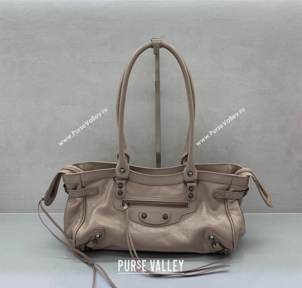 Balenciaga Le City Bag East West in Lambskin Leather Sesame Beige 2025 0926 (JM-250926062)