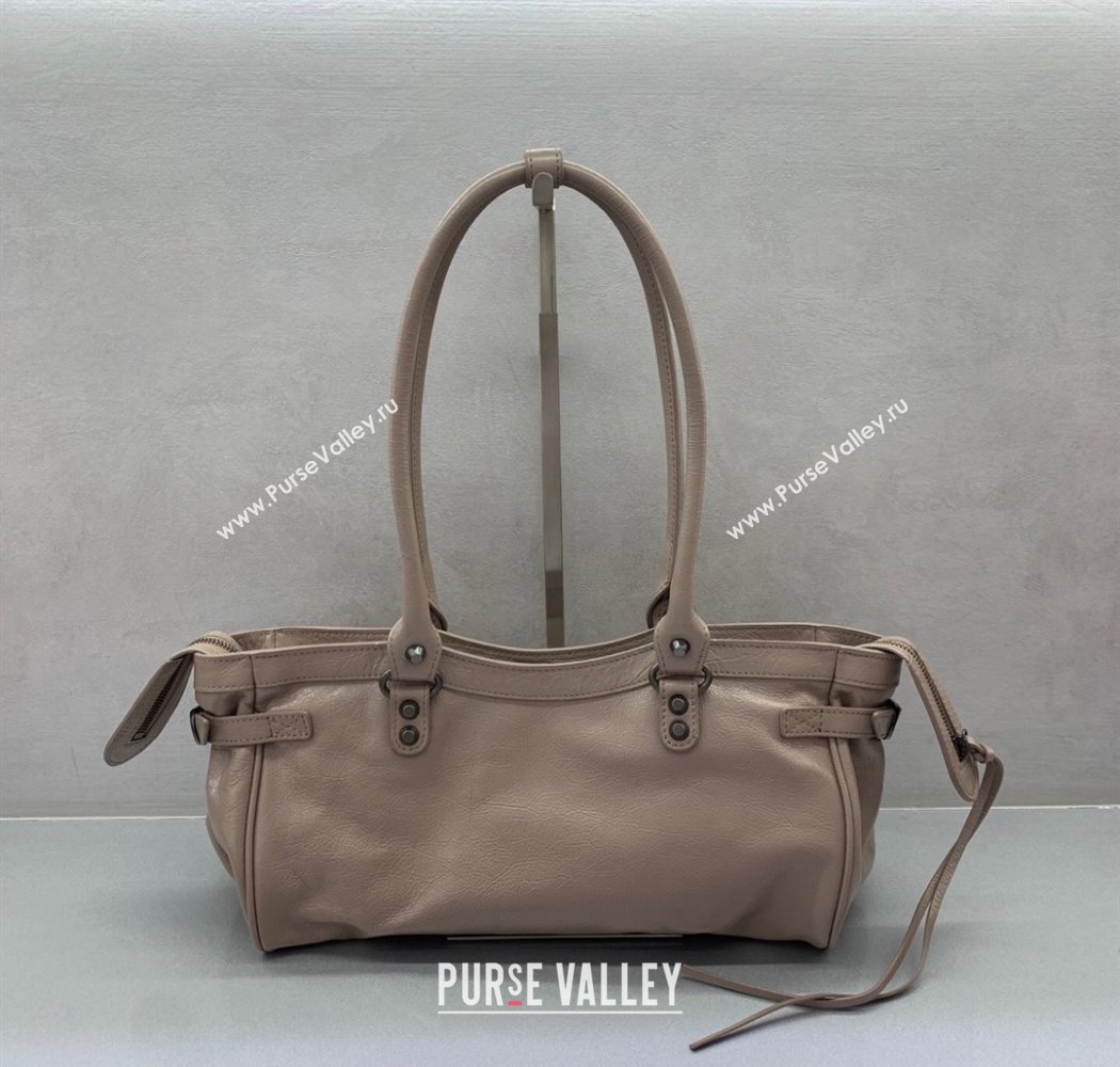 Balenciaga Le City Bag East West in Lambskin Leather Sesame Beige 2025 0926 (JM-250926062)