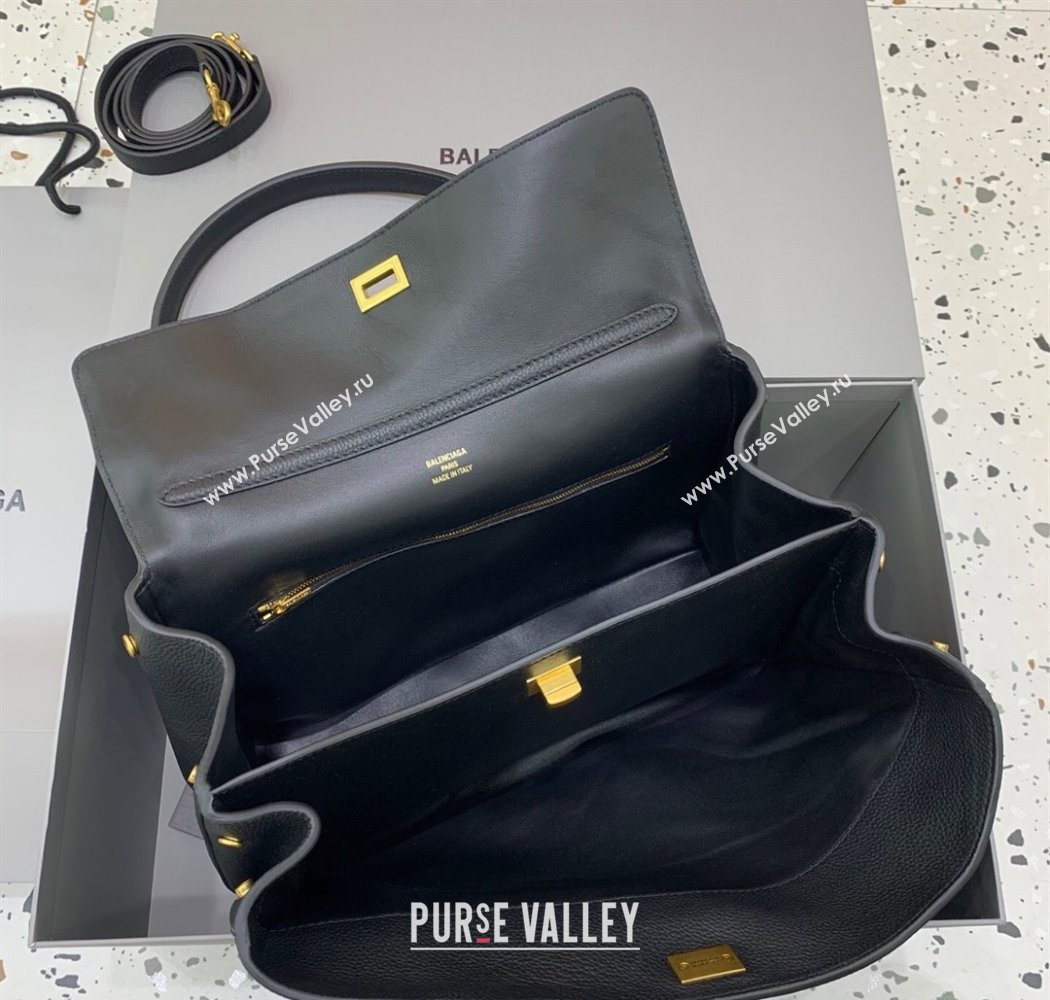 Balenciaga Rodeo Medium Handbag in black grained calfskin leather, aged-gold hardware 2025 78972 (JM-250926089)