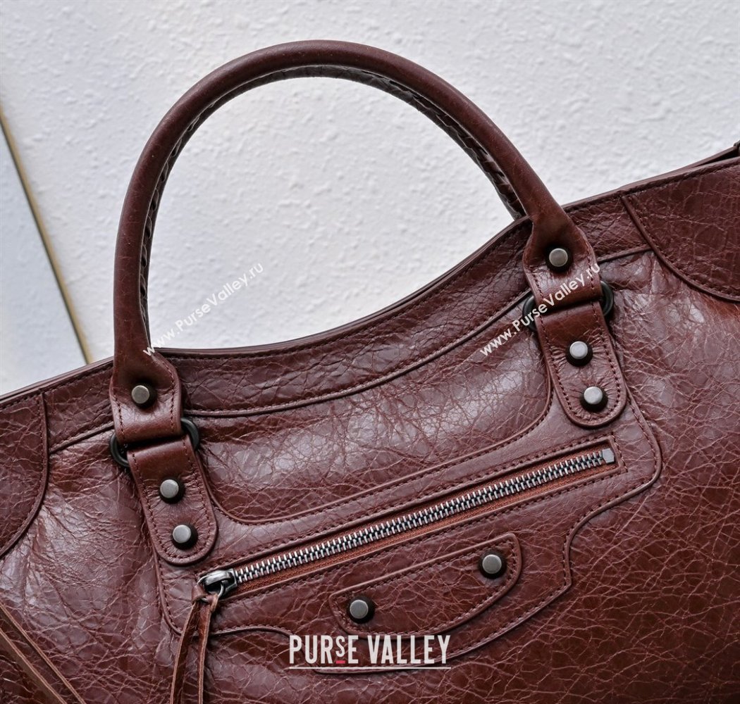 Balenciaga Le City Medium Bag in Dark Burgundy Arena Storico lambskin 2025 0925 (JM-250926127)
