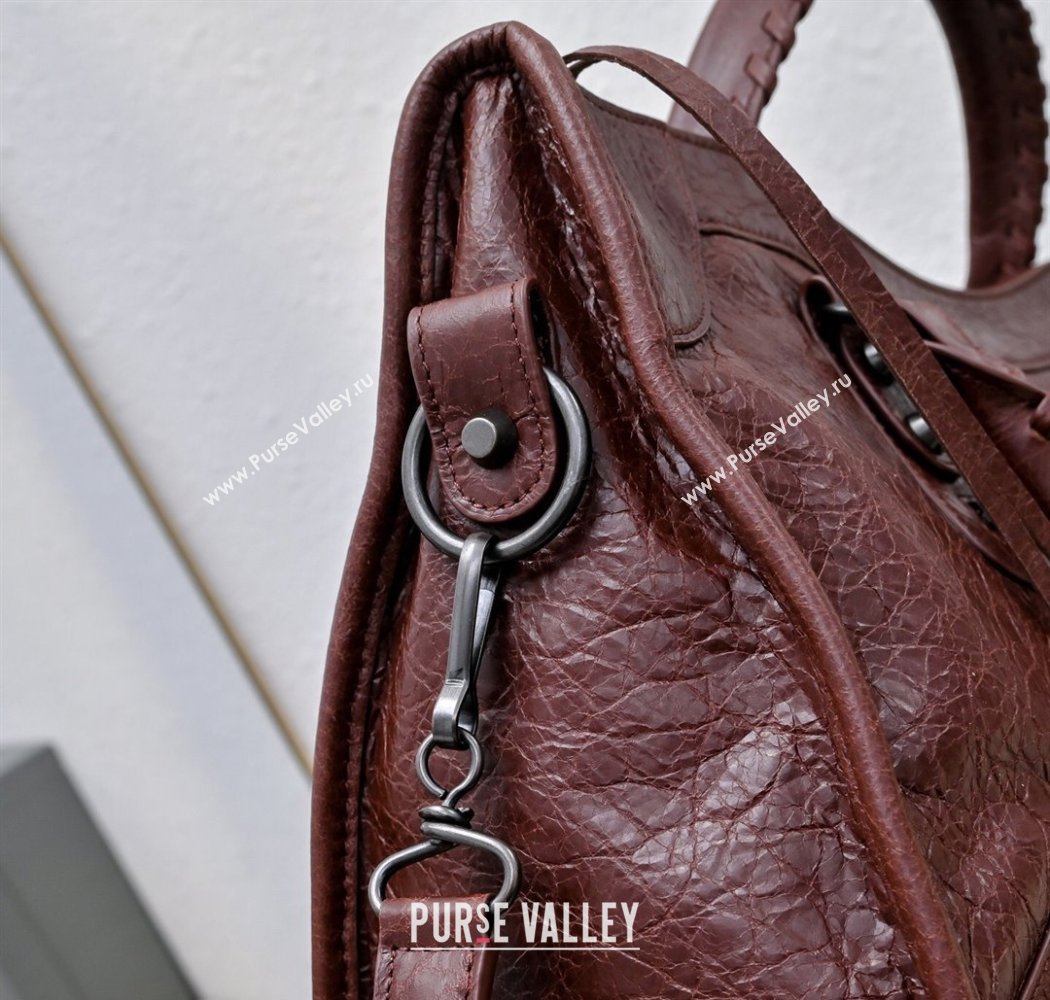 Balenciaga Le City Medium Bag in Dark Burgundy Arena Storico lambskin 2025 0925 (JM-250926127)