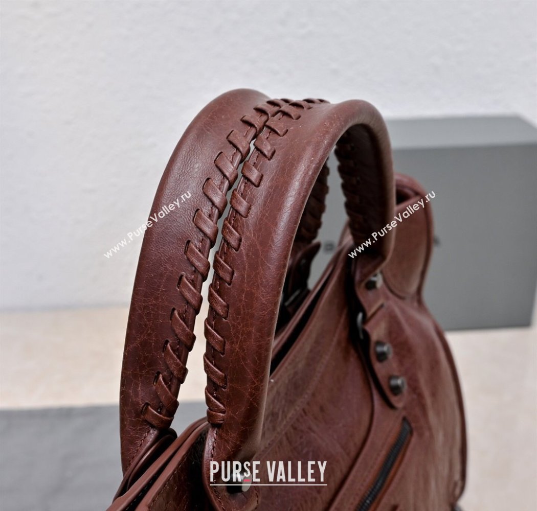 Balenciaga Le City Medium Bag in Dark Burgundy Arena Storico lambskin 2025 0925 (JM-250926127)