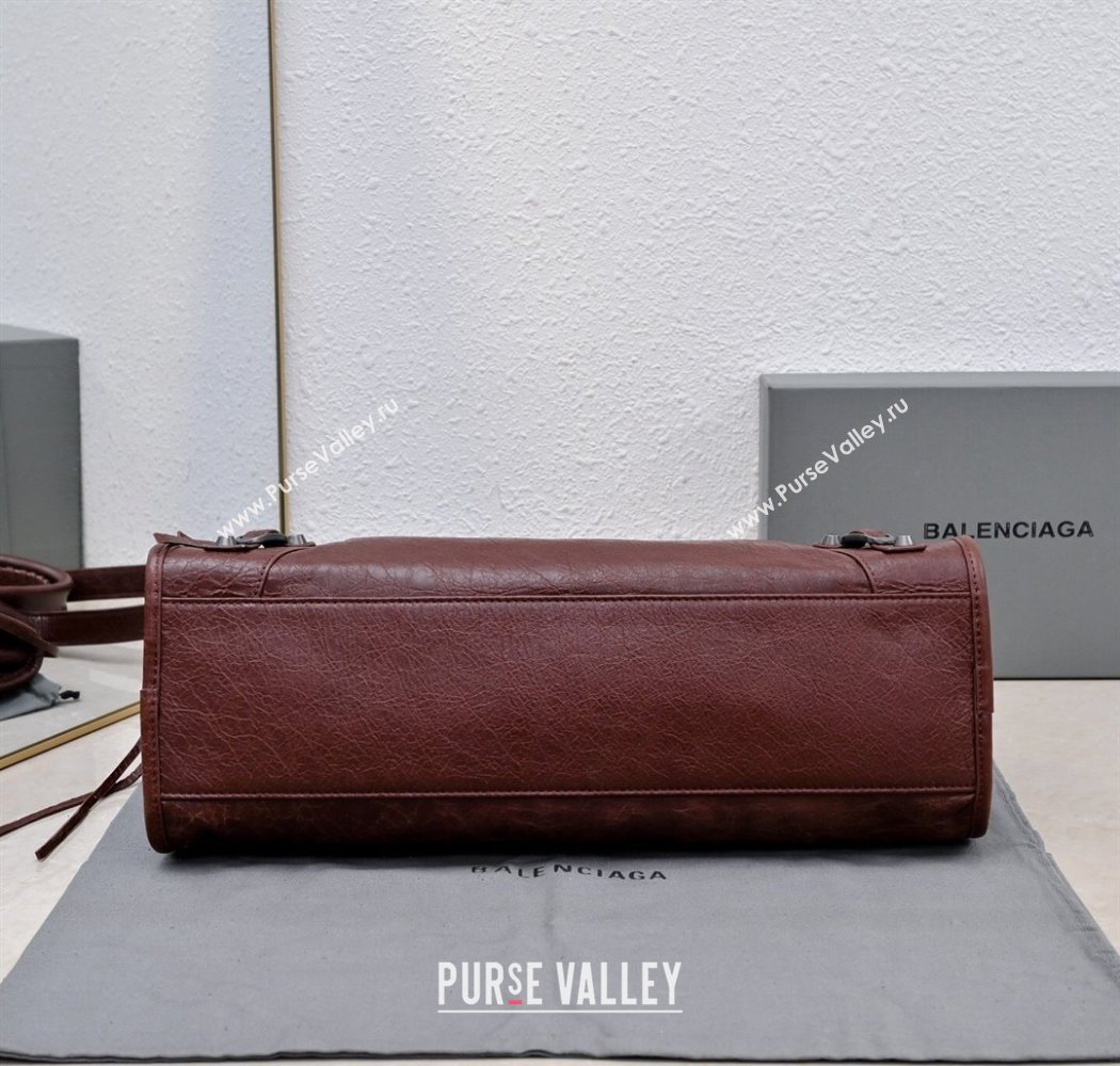 Balenciaga Le City Medium Bag in Dark Burgundy Arena Storico lambskin 2025 0925 (JM-250926127)