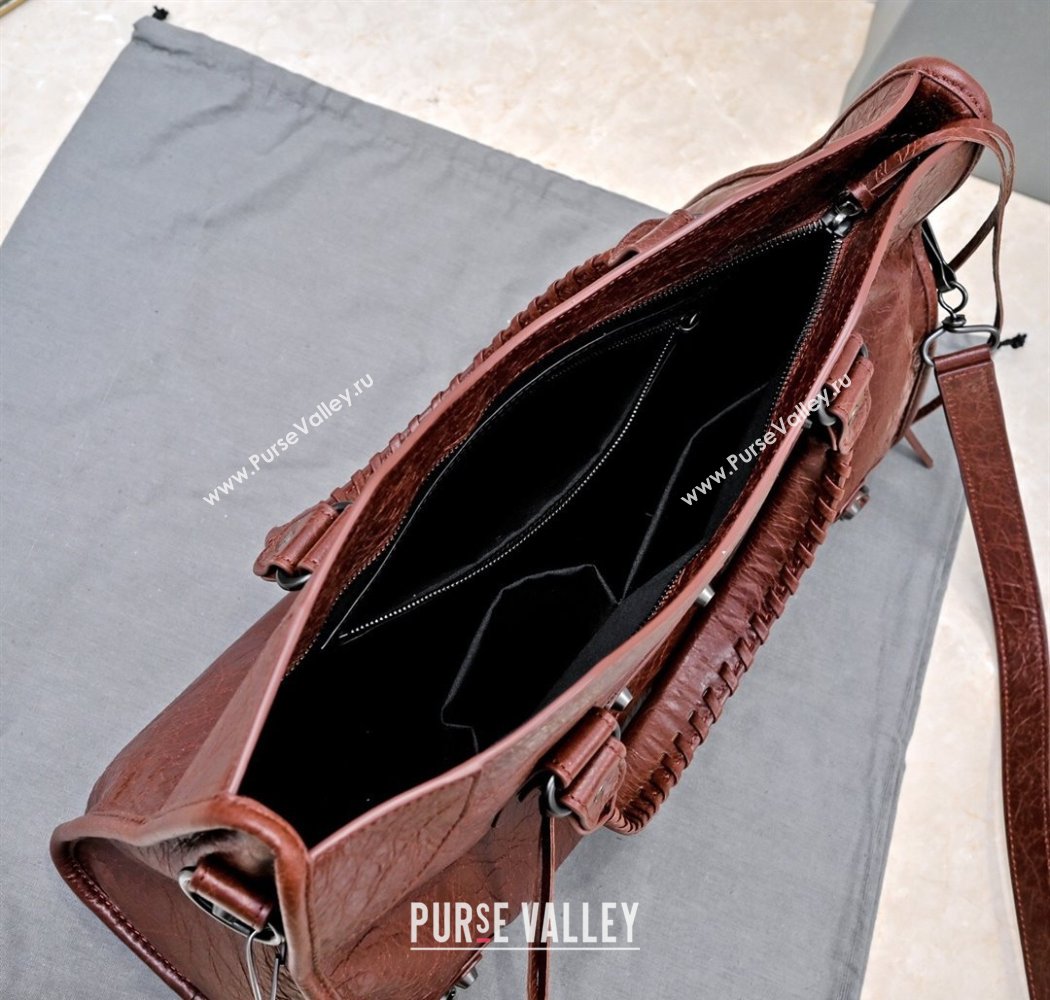 Balenciaga Le City Medium Bag in Dark Burgundy Arena Storico lambskin 2025 0925 (JM-250926127)
