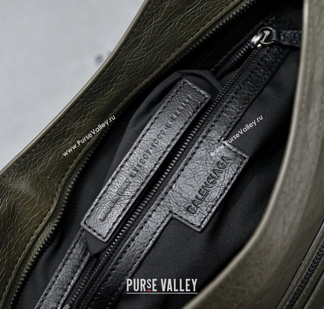Balenciaga Le City Medium Bag in Arena Storico lambskin Olive Green 2025 (JM-250926128)