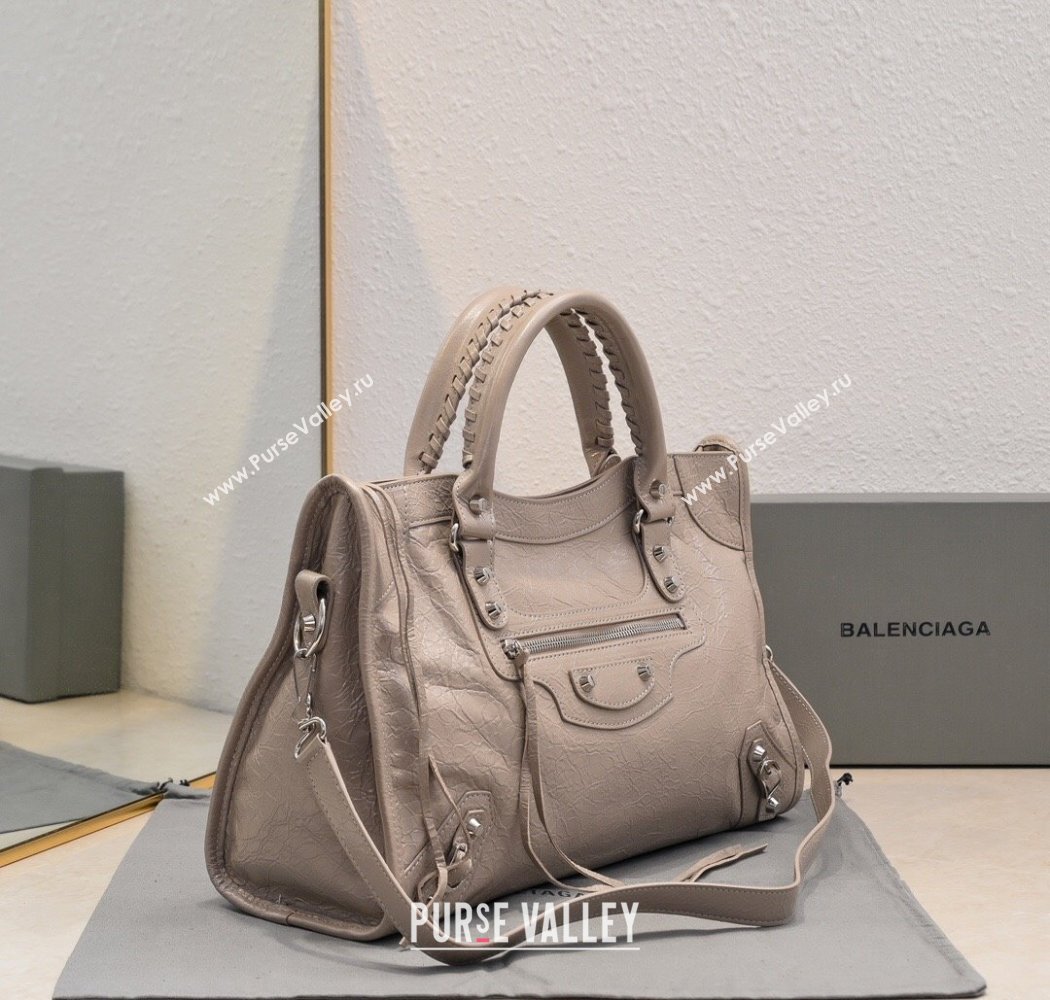 Balenciaga Le City Medium Bag in Khaki Arena Storico lambskin 2025 0925 (JM-250926129)