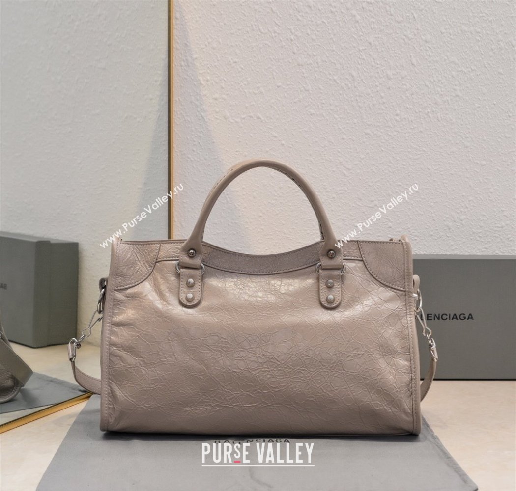 Balenciaga Le City Medium Bag in Khaki Arena Storico lambskin 2025 0925 (JM-250926129)