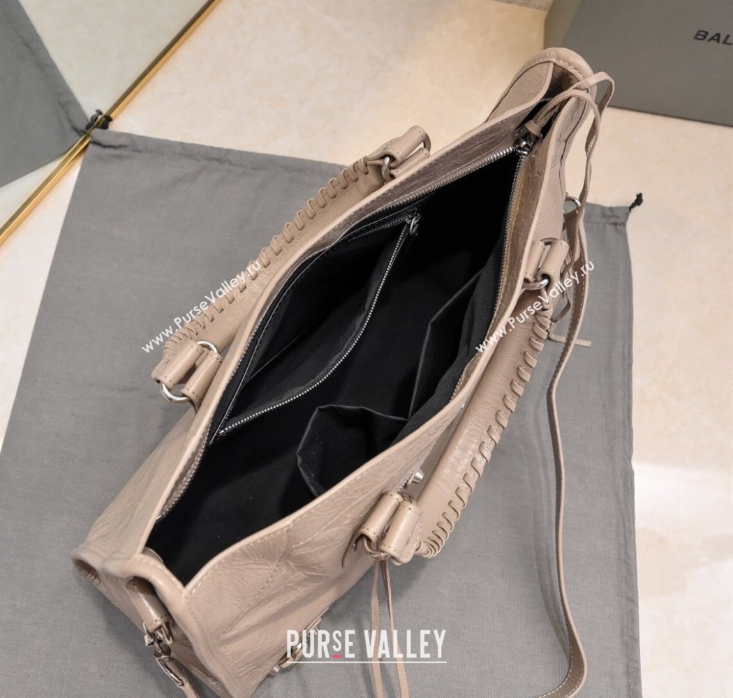 Balenciaga Le City Medium Bag in Khaki Arena Storico lambskin 2025 0925 (JM-250926129)