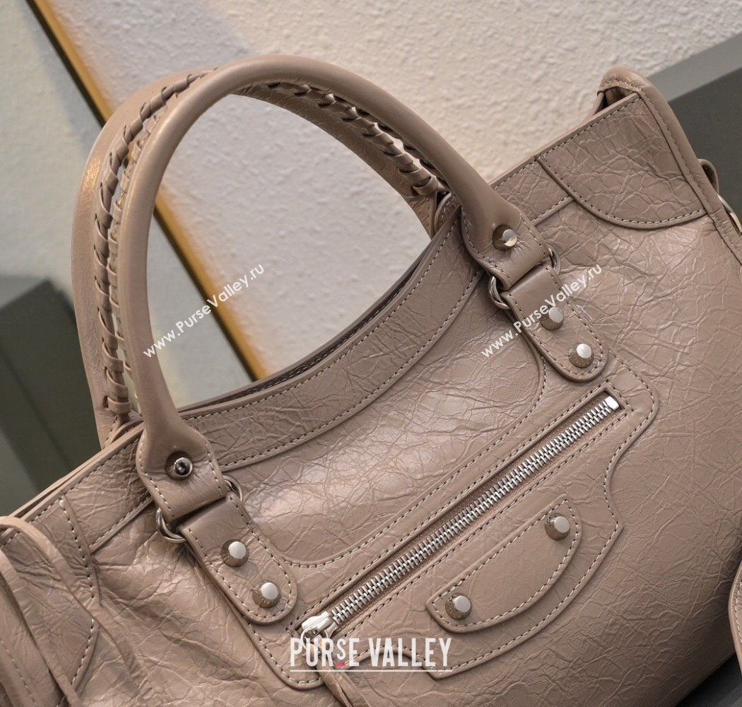 Balenciaga Le City Medium Bag in Khaki Arena Storico lambskin 2025 0925 (JM-250926129)