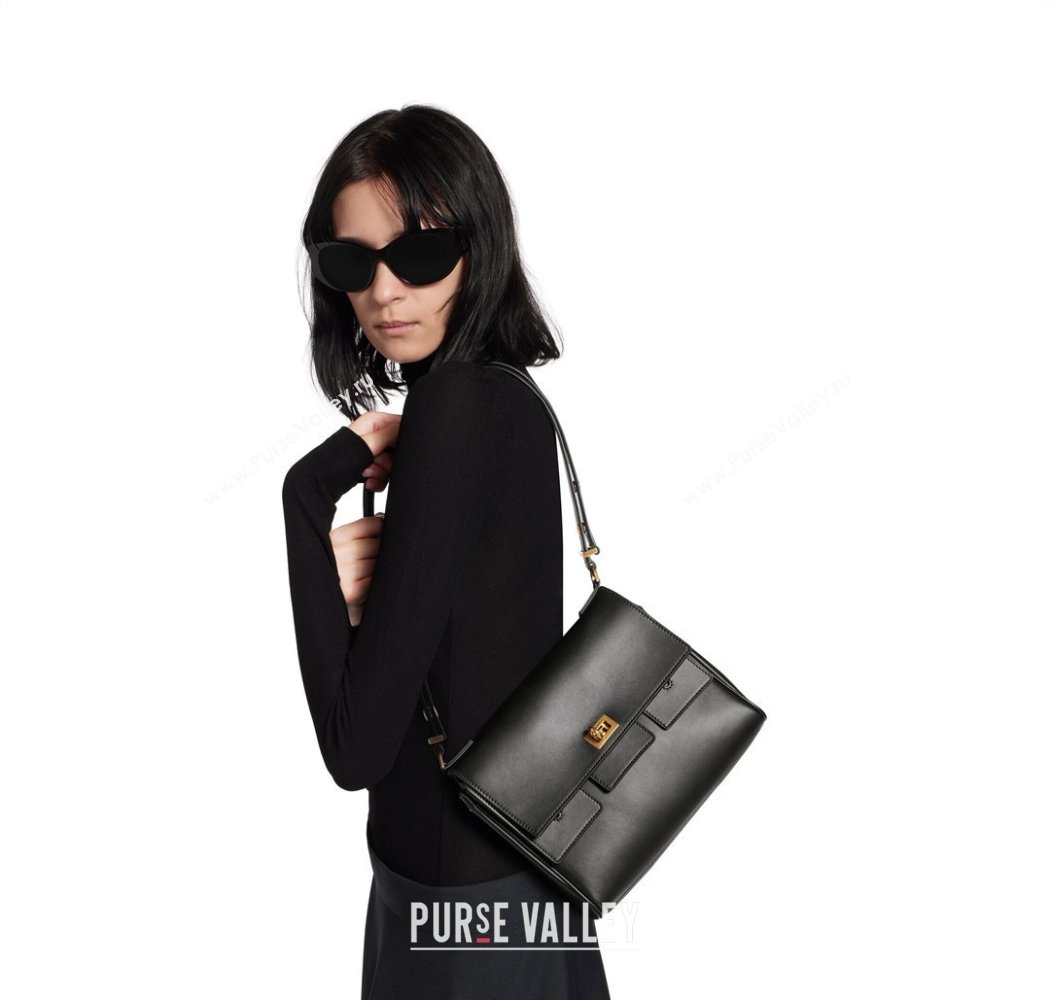 Balenciaga Bel Air Flap Bag XS in smooth calfskin Black/Aged Gold 2025 0926 (JM-250926066)