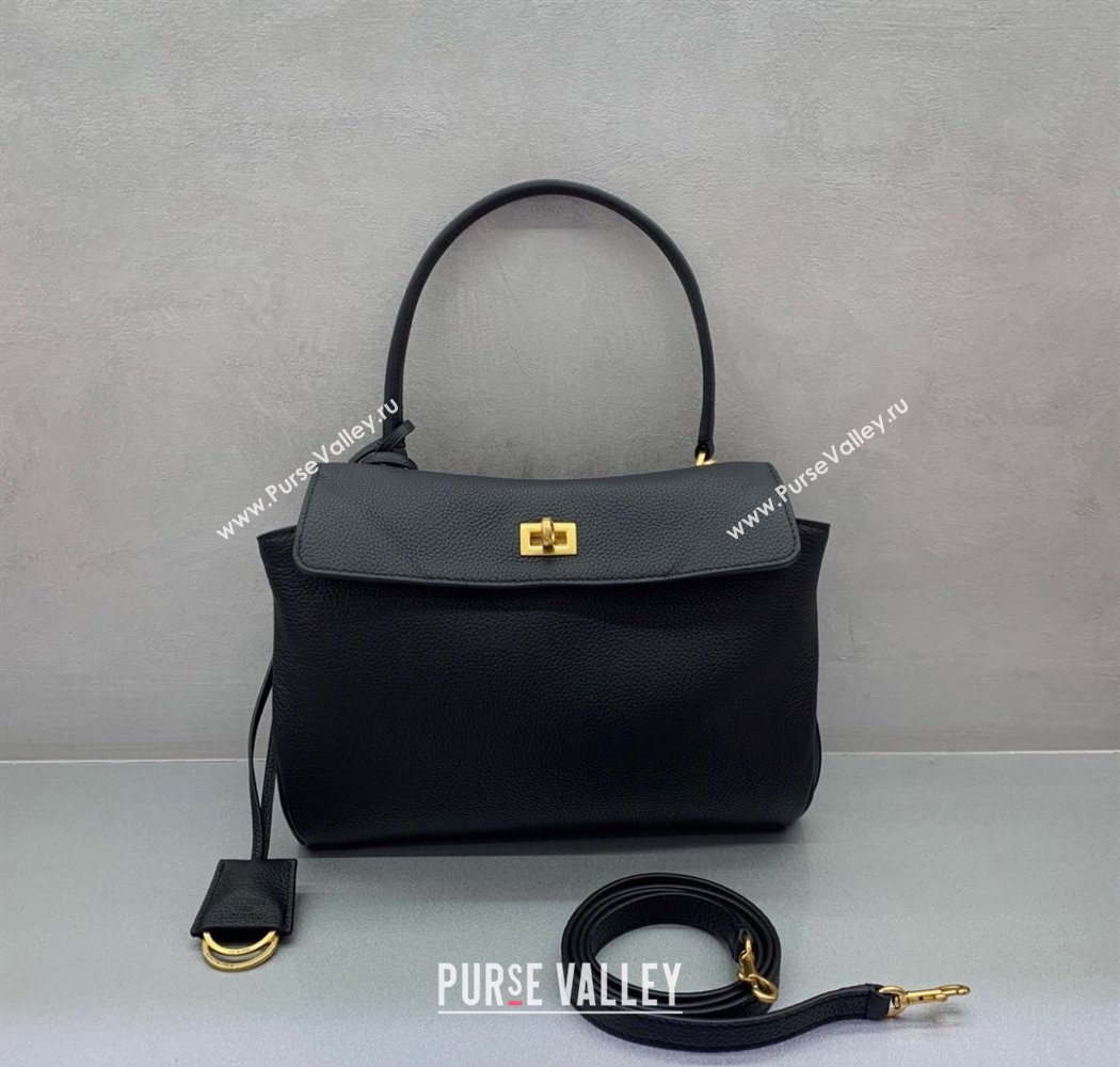 Balenciaga Rodeo Small Handbag in black grained calfskin leather, aged-gold hardware 2025 78972 (JM-250926090)