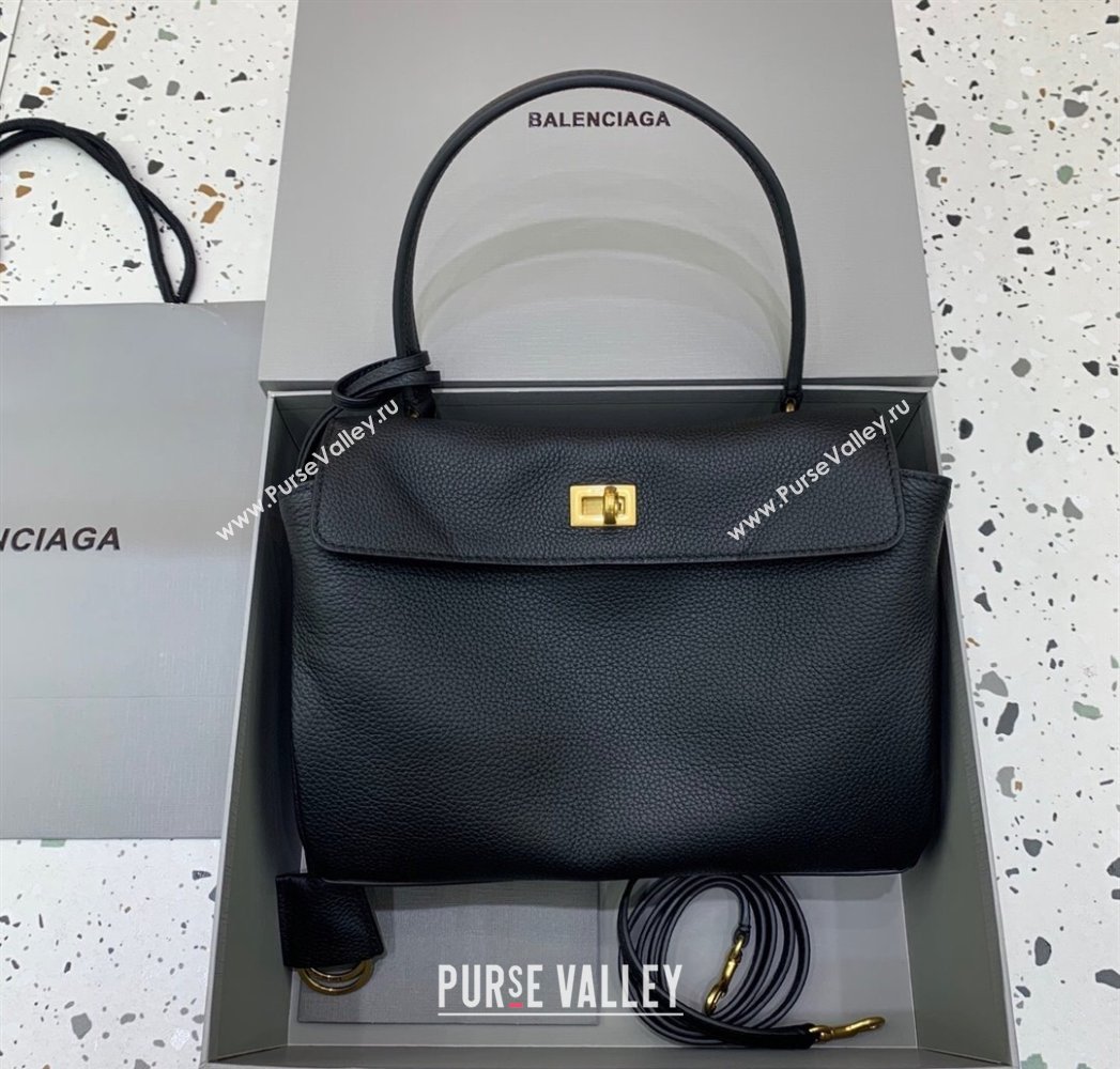 Balenciaga Rodeo Small Handbag in black grained calfskin leather, aged-gold hardware 2025 78972 (JM-250926090)