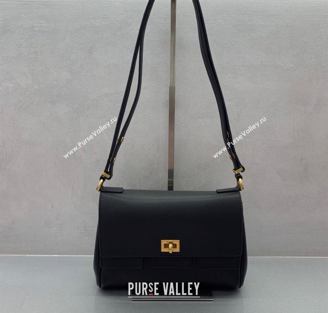 Balenciaga Bel Air Flap Bag XS in smooth calfskin Black/Aged Gold 2025 0926 (JM-250926066)