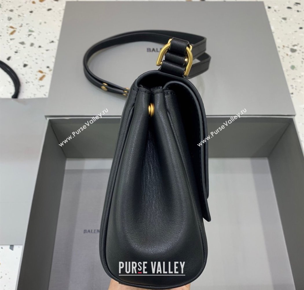 Balenciaga Bel Air Flap Bag XS in smooth calfskin Black/Aged Gold 2025 0926 (JM-250926066)