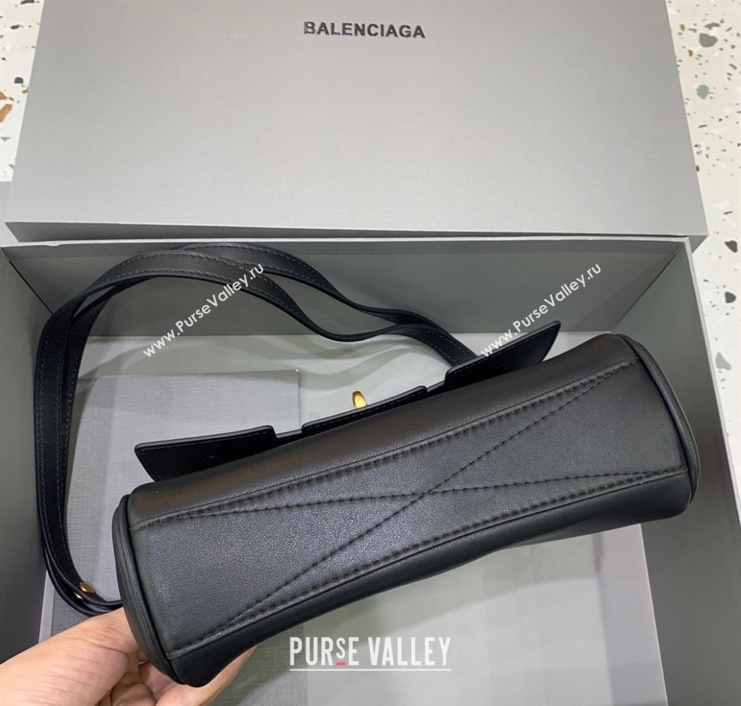 Balenciaga Bel Air Flap Bag XS in smooth calfskin Black/Aged Gold 2025 0926 (JM-250926066)