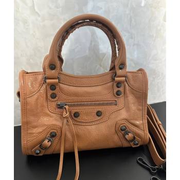 Balenciaga Le City Mini Bag in Camel Brown Arena Storico lambskin leather 2025 0926 (JM-250926111)