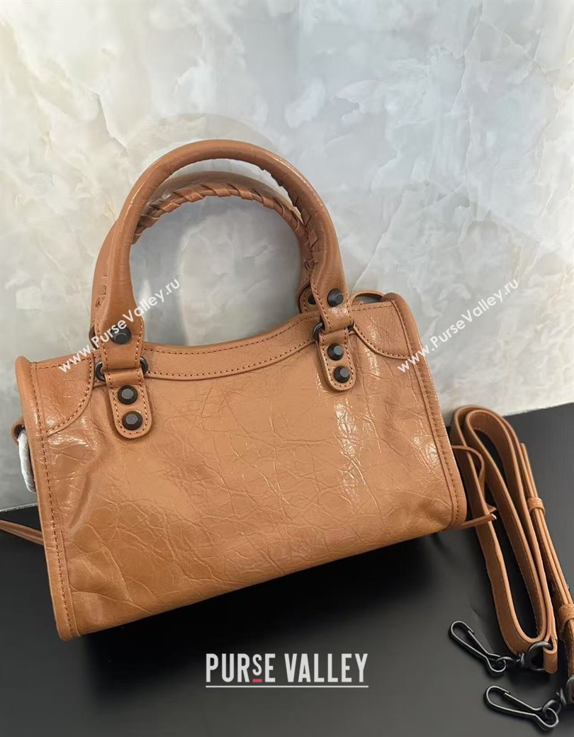 Balenciaga Le City Mini Bag in Camel Brown Arena Storico lambskin leather 2025 0926 (JM-250926111)