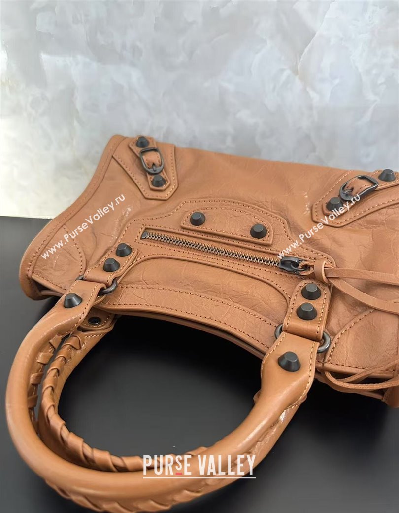 Balenciaga Le City Mini Bag in Camel Brown Arena Storico lambskin leather 2025 0926 (JM-250926111)