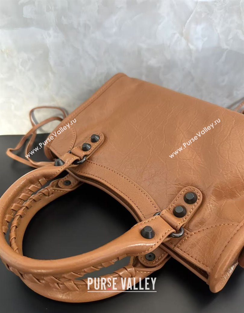 Balenciaga Le City Mini Bag in Camel Brown Arena Storico lambskin leather 2025 0926 (JM-250926111)