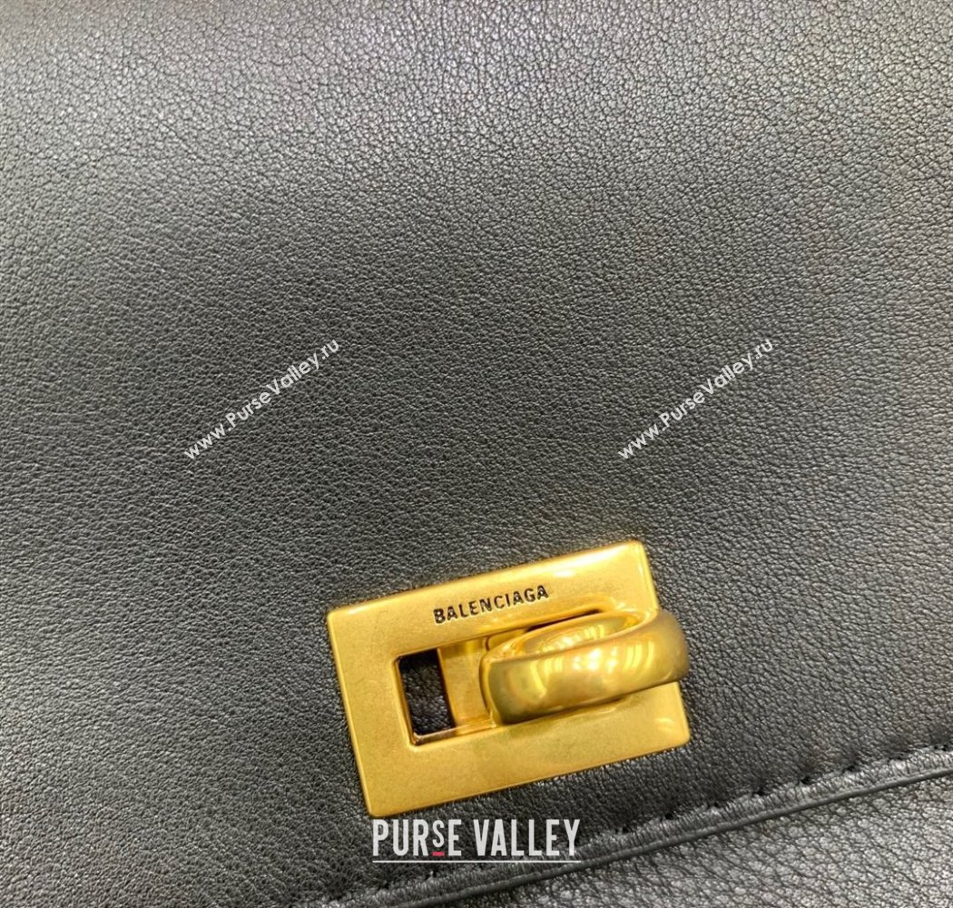 Balenciaga Bel Air Flap Bag XS in smooth calfskin Black/Aged Gold 2025 0926 (JM-250926066)
