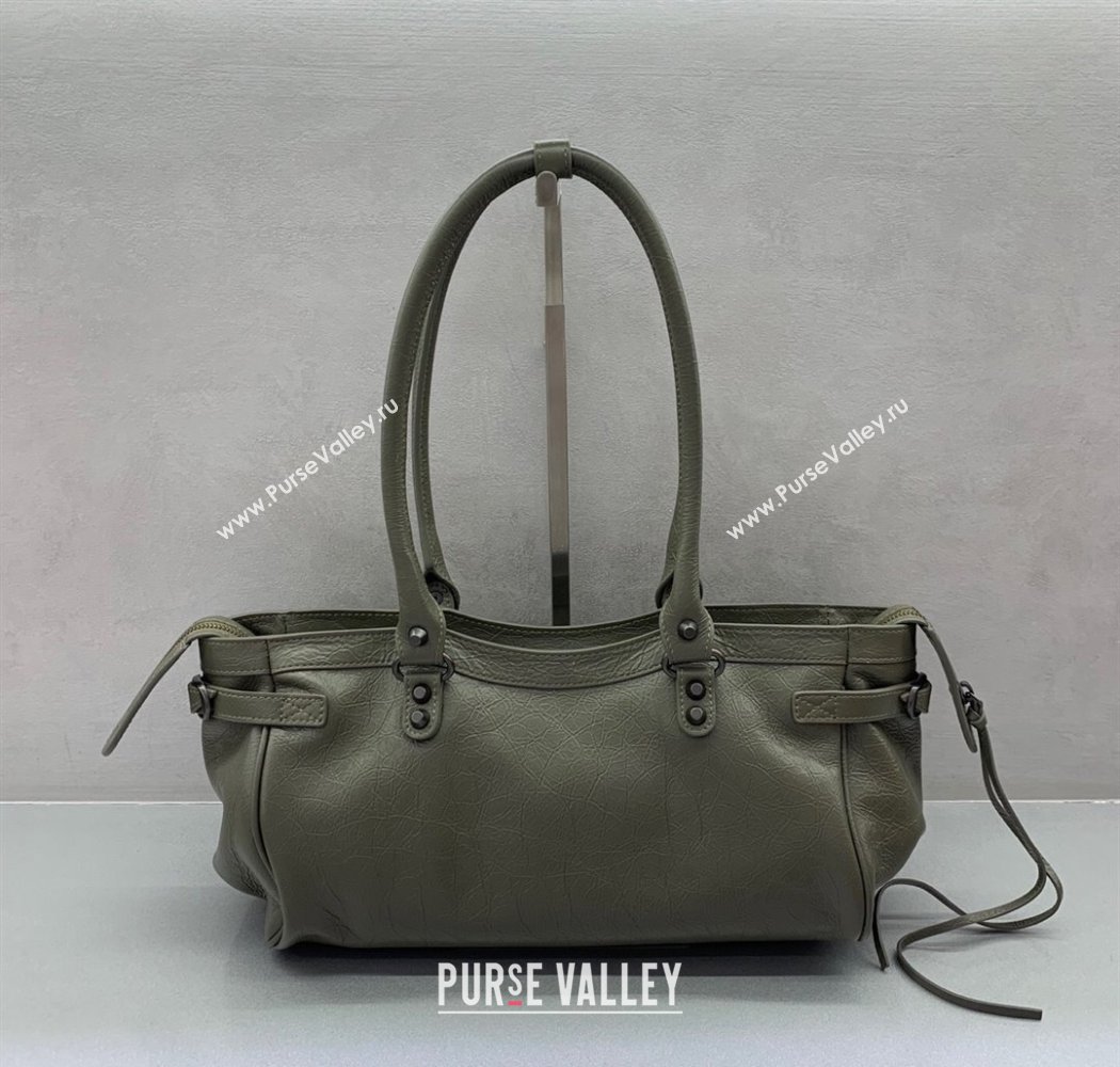 Balenciaga Le City Bag East West in Lambskin Leather Army Green 2025 0926 (JM-250926063)