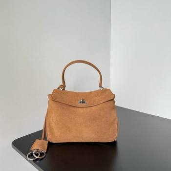 Balenciaga Rodeo Mini Handbag in light brown suede, aged-silver hardware 2025 78972 (JM-250926093)