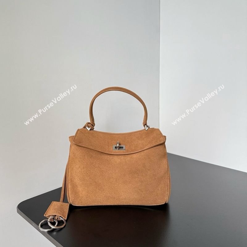 Balenciaga Rodeo Mini Handbag in light brown suede, aged-silver hardware 2025 78972 (JM-250926093)